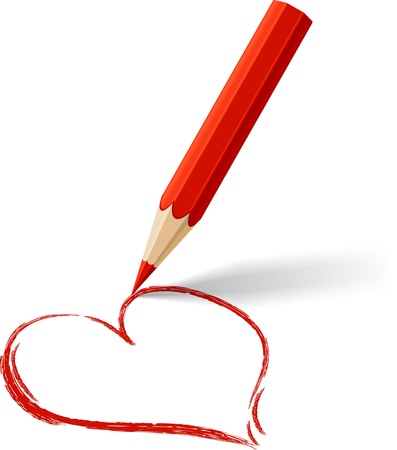 Background with colored pencil  drawn heart のイラスト素材