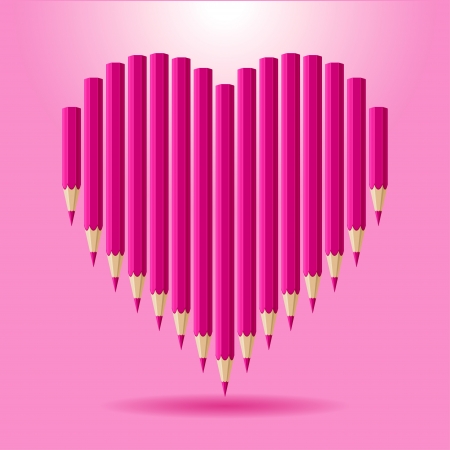 Heart of pink pencils  background Valentine s Day のイラスト素材