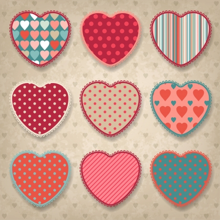 Retro background of vintage design with hearts のイラスト素材