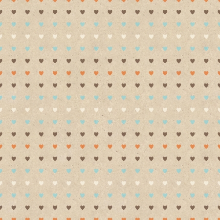 Seamless retro pattern of Valentine s hearts on paper texture の写真素材