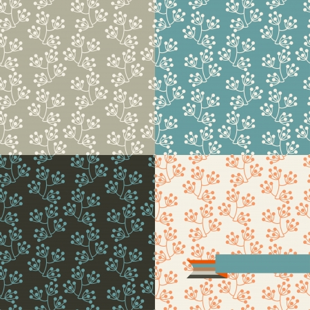 Set of four floral retro seamless patterns のイラスト素材
