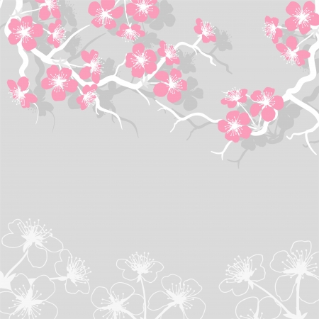 Card with stylized cherry blossom flowers のイラスト素材