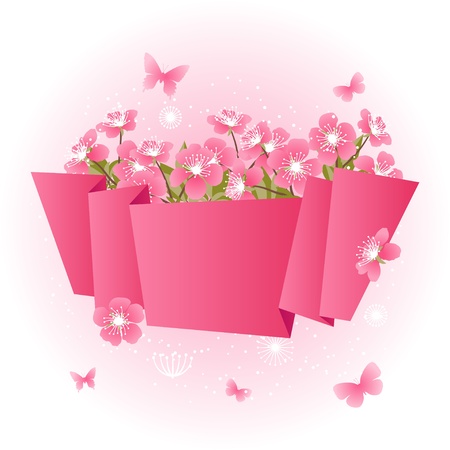 Card with stylized cherry blossom flowers のイラスト素材