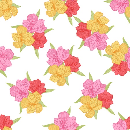 Abstract elegance seamless flower pattern with orchid のイラスト素材