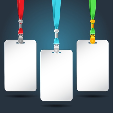 Set of blank badges with color neckbands のイラスト素材