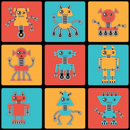 Cartoon robots seamless pattern のイラスト素材