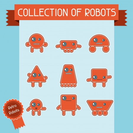 Little abstract robot doodle collection のイラスト素材