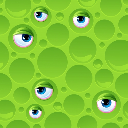 Abstract seamless pattern with bubbles and eyes のイラスト素材