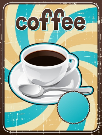 Poster with a coffee cup in retro style のイラスト素材