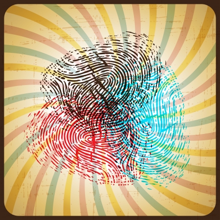 Poster in retro style with colored fingerprint のイラスト素材