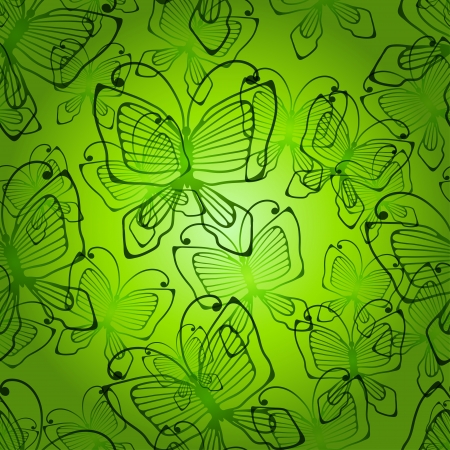 Green butterflys seamless patten のイラスト素材
