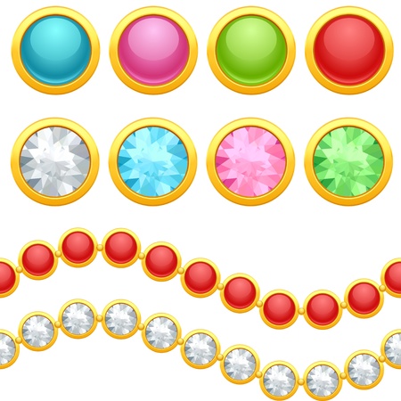 Set of round jewelery buttons and seamless chain のイラスト素材