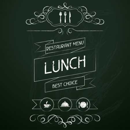 Lunch on the restaurant menu chalkboard のイラスト素材