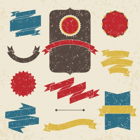 Set of labels and ribbons  Retro web design elements のイラスト素材