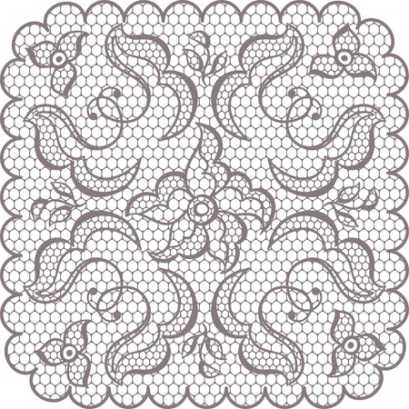 Old lace square background, ornamental flowers.のイラスト素材