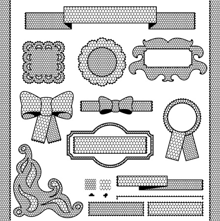 Decorative lace ribbon, bows and ornaments.のイラスト素材