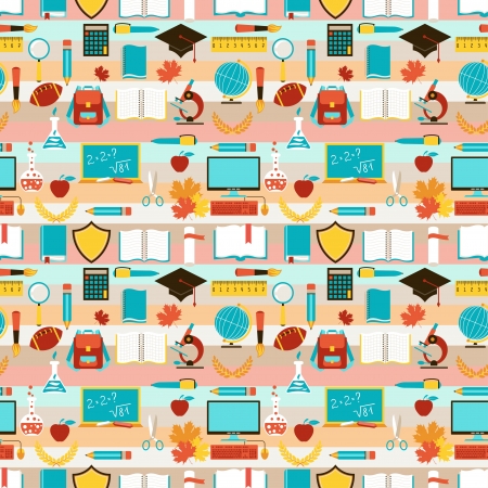 Seamless pattern with school icons.のイラスト素材