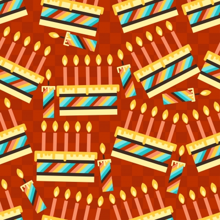 Happy Birthday party seamless pattern with cakes.のイラスト素材