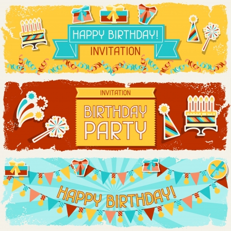 Happy Birthday horizontal banners.のイラスト素材