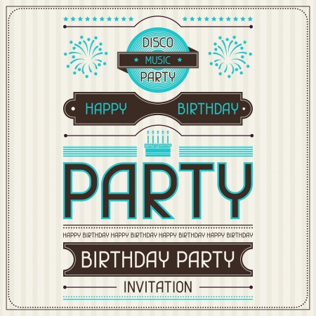 Invitation card for birthday in retro style.のイラスト素材