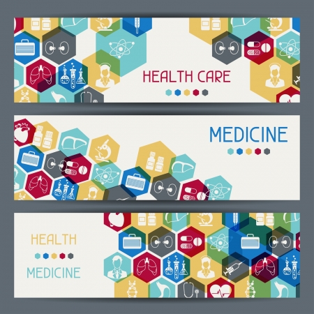 Medical and health care horizontal banners.のイラスト素材