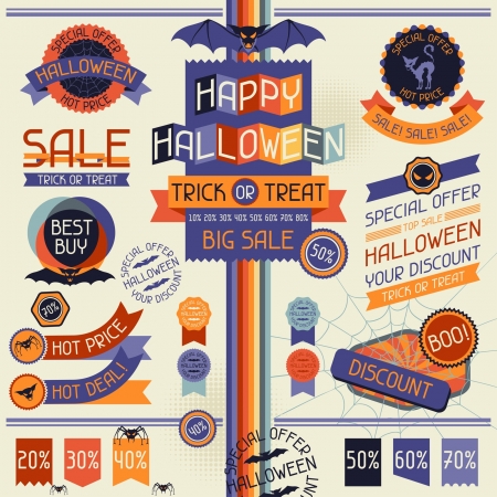 Halloween sale labels and stickers.のイラスト素材