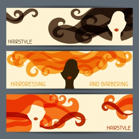 Hairstyle horizontal banners.のイラスト素材