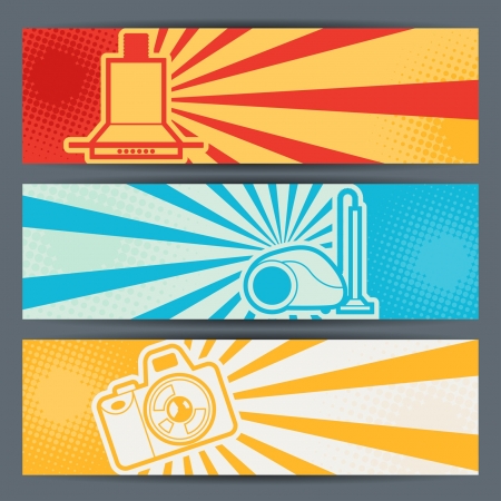 Home appliances and electronics horizontal banners.のイラスト素材