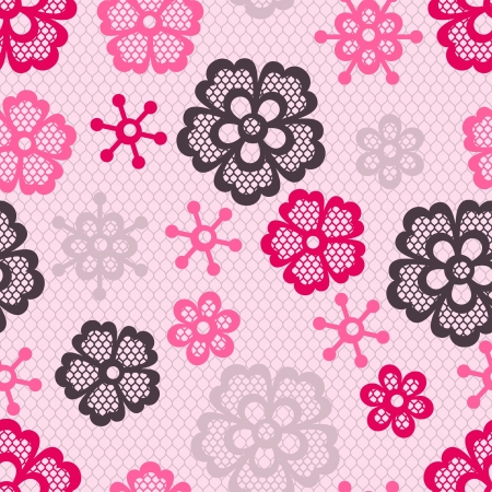 Old lace seamless pattern, ornamental flowers texture.のイラスト素材