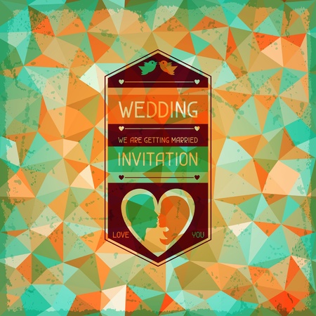 Wedding invitation card in retro style のイラスト素材