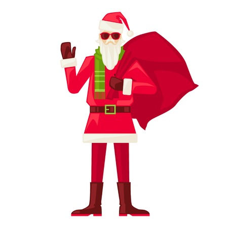 Cartoon Santa Claus in sunglasses isolated.のイラスト素材