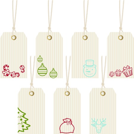 Collection of Merry Christmas paper price tags.のイラスト素材