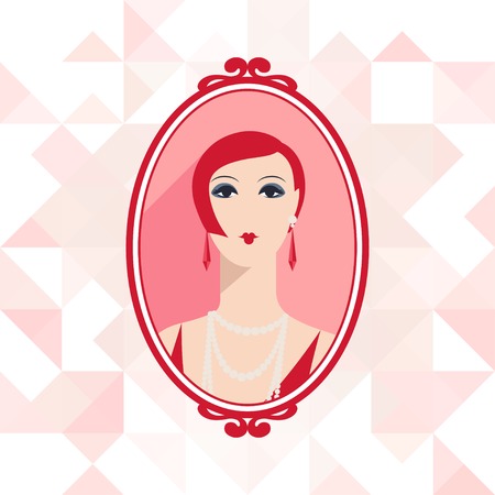 Retro background with beautiful girl of 1920s style.のイラスト素材