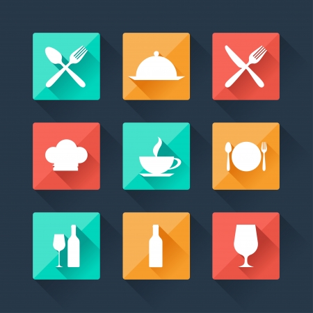 Collection flat icons food and drink for web design.のイラスト素材