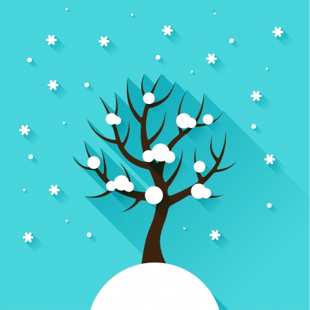 Background with winter tree in flat design style.のイラスト素材