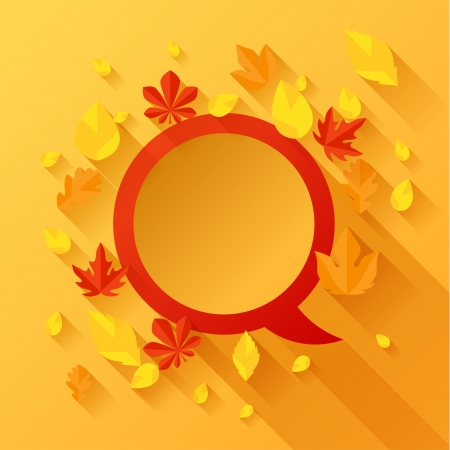 Background with autumn leaves in flat design style.のイラスト素材