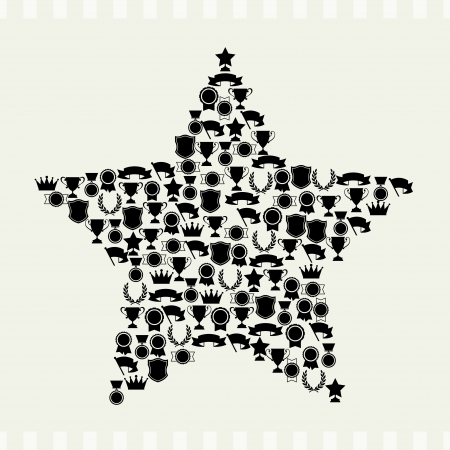 Trophies and awards icons in the form of star.のイラスト素材