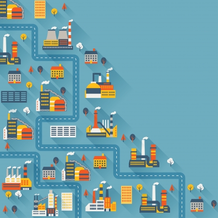 Industrial factory buildings background.のイラスト素材