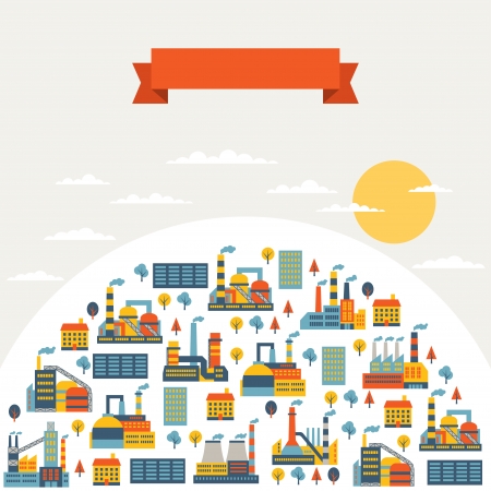 Industrial factory buildings background.のイラスト素材
