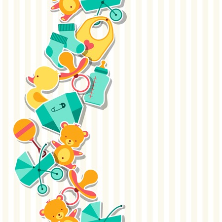 Seamless pattern with newborn baby stickers.のイラスト素材