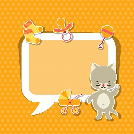 Background photo frame with little cute baby cat.のイラスト素材