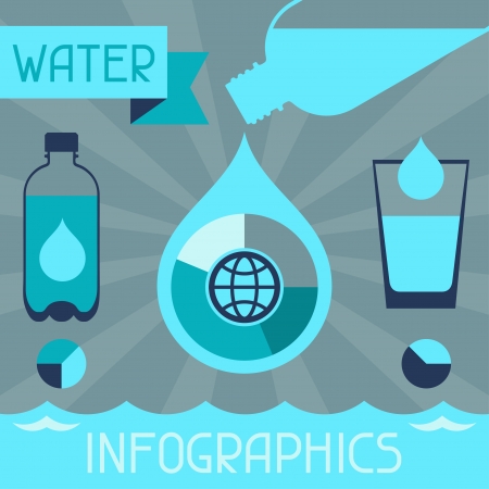 Water infographics in flat design style.のイラスト素材