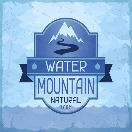 Water mountain background in retro style.のイラスト素材