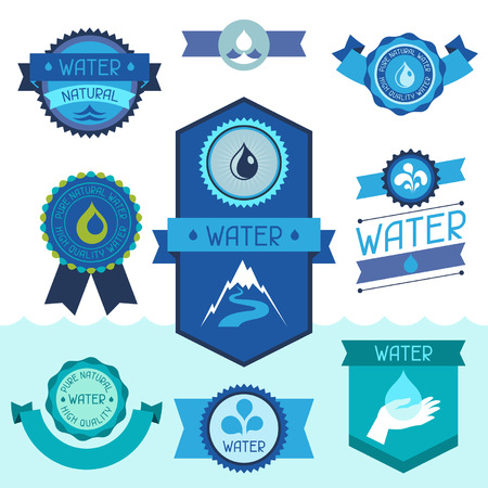 Set of water labels, badges and stickers.のイラスト素材