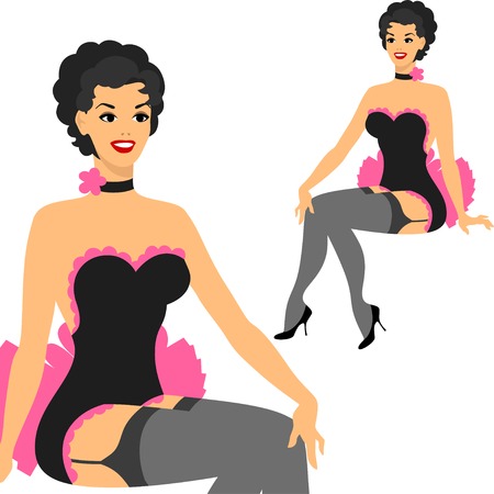 Beautiful pin up girl 1950s style.のイラスト素材
