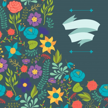 Romantic background of various flowers in retro style.のイラスト素材