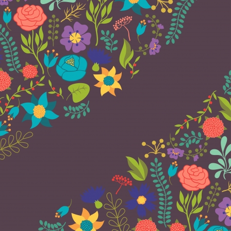 Romantic background of various flowers in retro style.のイラスト素材