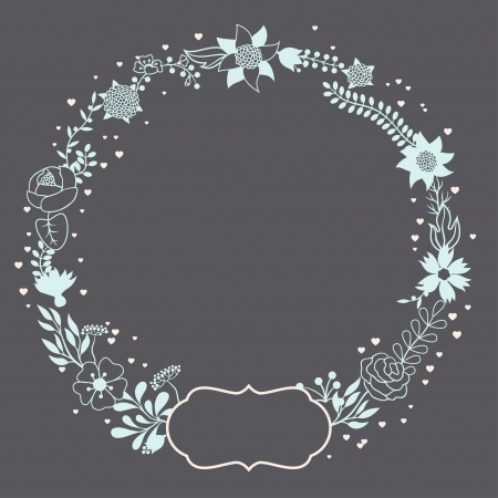 Romantic background of various flowers in retro style.のイラスト素材