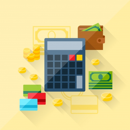 Illustration concept of loan calculator in flat design style.のイラスト素材