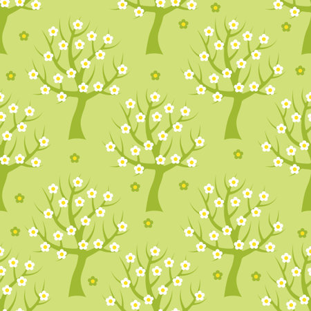 Seamless pattern with spring trees.のイラスト素材